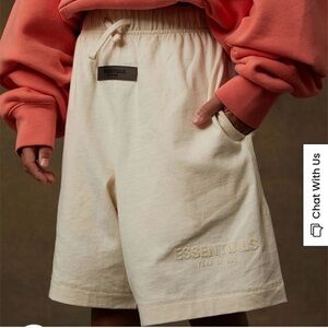 Essentials Fear Of God Kids‎ Egg Shell Shorts Relaxed Fit Cream White Size 6/7